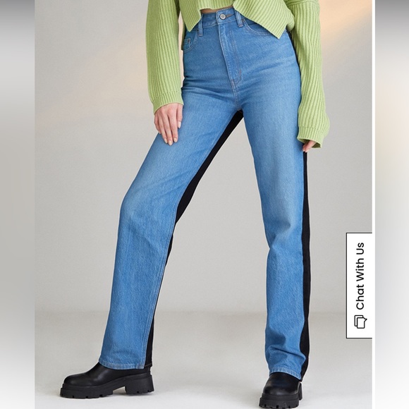 PacSun Eco Blue & Black Paneled 90s Boyfriend Jeans Size 25 - Picture 2 of 11